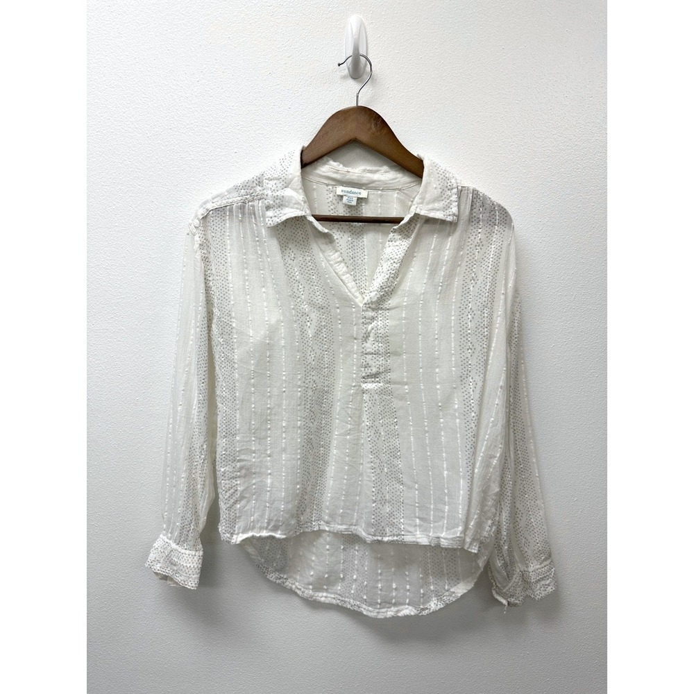 Sundance High‎ Low Cotton Tunic Blouse White PXS